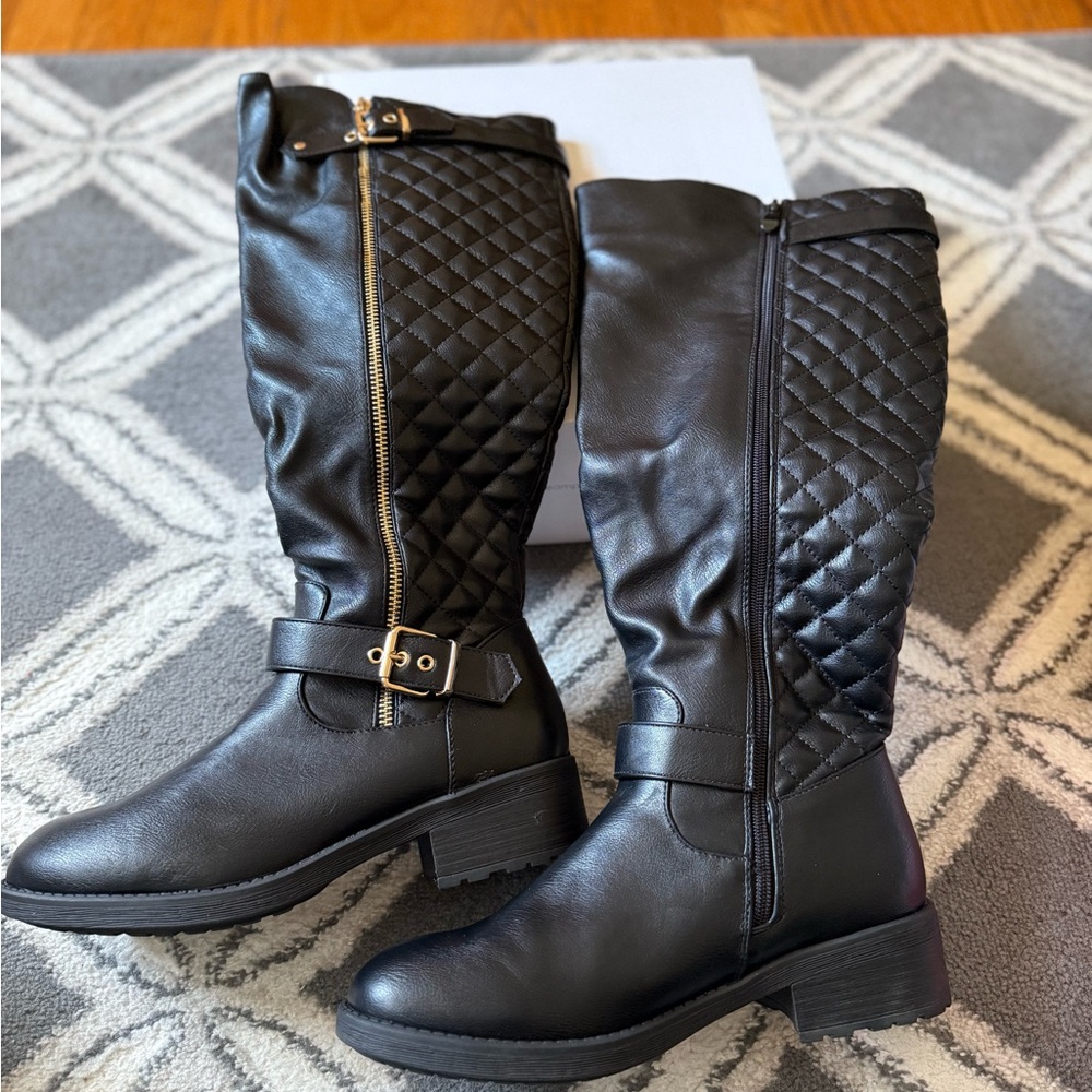 Dream Pairs Black Quilted Over the Knee Boots